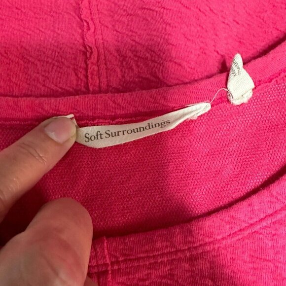 SOFT SURROUNDINGS Pink Shirt Button Side Detail Spring Summer Sz L - Picture 6 of 9